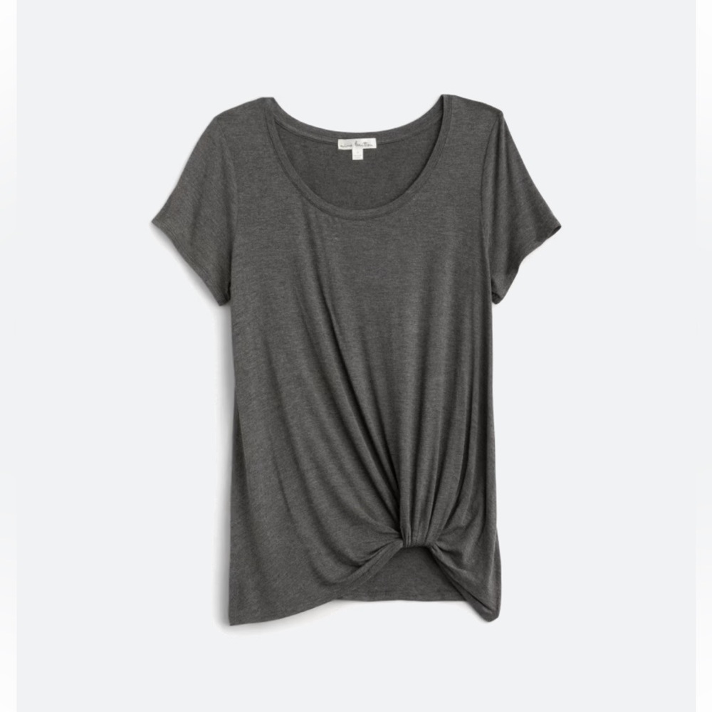 Nine Britton twist front medium dark grey soft t-shirt